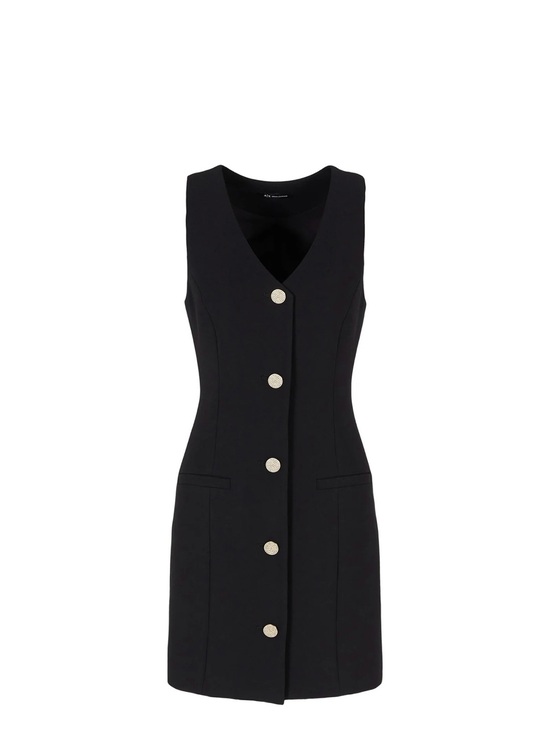 A/X Armani Exchange Dresses & Skirts - A/X Armani Exchange Black Sleeveless V-Neck Mini Dress with Silver Buttons